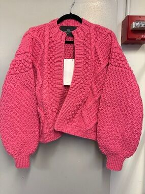 Mr. Mittens Pink Chunky Cable-Knit Open Cardigan